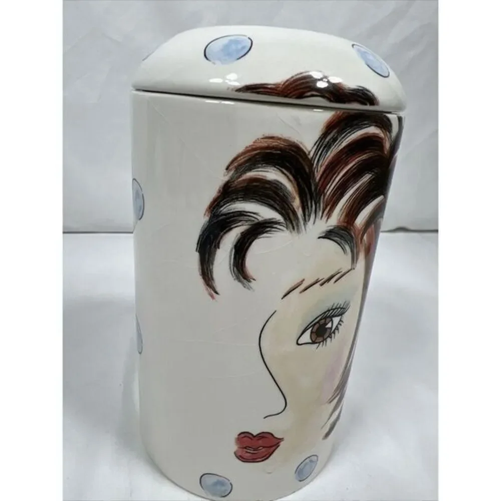 Cheryl Thompson Atmosphere Lady Face Covered Dishes Storage Canister Art‎ Decor